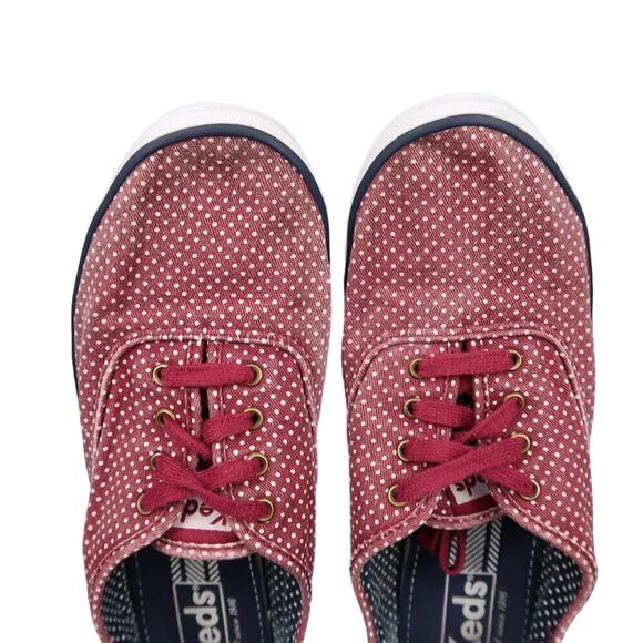 Keds Shoes Womens 8.5 Sneakers Casual Canvas Low Lace Up Polka Dot Red Trainers - Picture 7 of 11